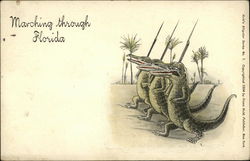 Crocodiles Marching Through Florida Postcard Postcard Postcard
