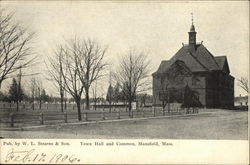 Town Hall and Common Mansfield, MA Postcard Postcard Postcard