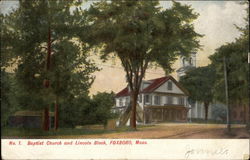 Baptist Church and Loncoln Block Foxboro, MA Postcard Postcard Postcard