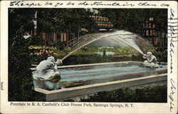 Canfield's Club House Park Fountain Saratoga Springs, NY Postcard Postcard Postcard