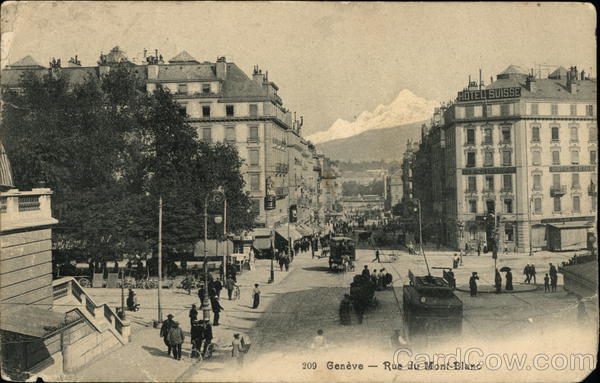 Bustle on Mont Blanc Street, Geneva Switzerland