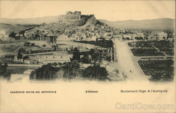 Boulevard Olga & l'Acropole Athens Greece Greece, Turkey, Balkan States