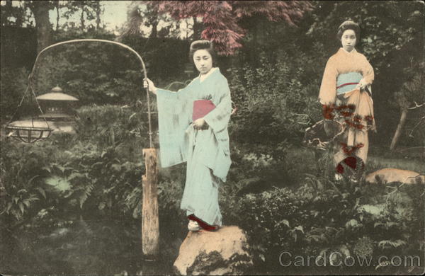 Two Japanese Women in a Garden