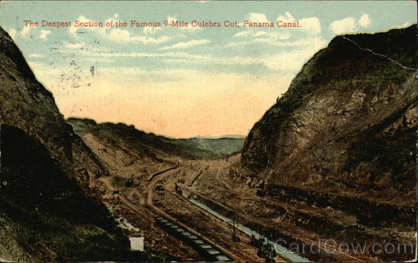 The Deepest Section of the Famous 9-Mile Culebra Cut, Panama Canal. Las Cumbres