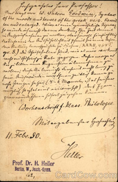 1890 German Postal Card Berlin Cancels Germany