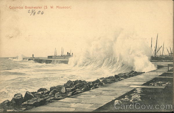 Wave Crashing on Colombo Breakwater (W. W. Mousoon) Sri Lanka