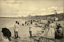 People Enjoying the Sea on North Beach, Hog Island Nassau, Bahamas Caribbean Islands Postcard Postcard