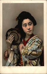 Japanese Woman with Drum Postcard