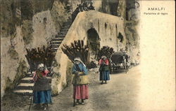 Women Carrying Bundles of Firewood Postcard