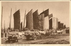 A Wharf in Manchukuo with many Junks (cargo boats) Postcard