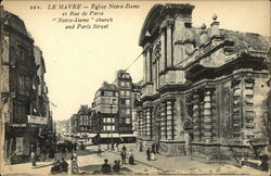 Notre-Dame Church and Paris Street Postcard