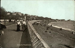 Women Walking along Exmouth Promenade Postcard
