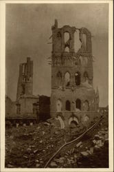 Towers Still Standing, World War I Damage Postcard