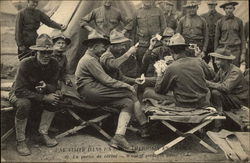 Soliders Playing Cards in France Postcard