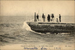 Jetty and Fishermen Palavas-les-Flots, France Postcard Postcard