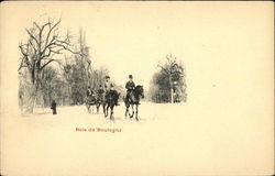 Men on Horseback in the Bois de Boulogne during Winter Postcard