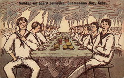 Smoker on Board Battleship Postcard