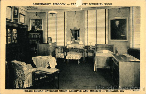 Paderewski's Bedroom - Paderewski Memorial Room Chicago Illinois
