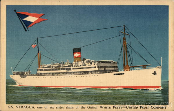 S.S. Vergua, One of Six Sister Ships of the Great White Fleet-United Fruit Company