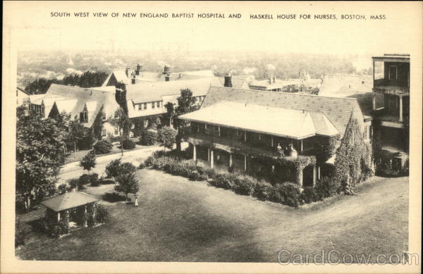 South West View of New England Baptist Hospital and Haskell House for Nurses Boston Massachusetts