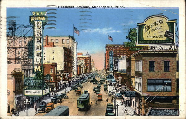 Hennepin Avenue Minneapolis, MN Postcard