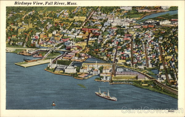 Birdseye View of Water and Shoreline Fall River Massachusetts