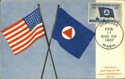 Old Glory and Flag of the Coast and Geodetic Survey Postcard
