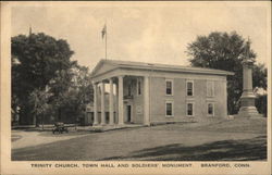 Trinity Church, Town Hall, and Soldiers' Monument Branford, CT Postcard Postcard Postcard