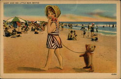 Mary and Her Little Bear Behind Postcard