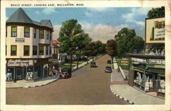 Beach Street, Looking East, Wollaston, MASS Postcard