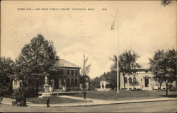 Town Hall and Frost Public Library Postcard