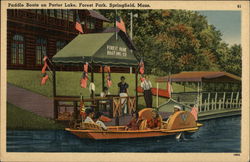 Paddle Boats on Porter Lake, Forest Park Springfield, MA Postcard Postcard Postcard