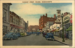 Looking Along Pleasant Street Postcard