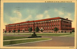 Street View of Barracks, Langley Field Postcard