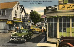 Commercial St.., Looking East, Cape Cod Postcard