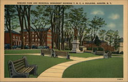 Seward Park and Memorial Monument showing YMCA Building Auburn, NY Postcard Postcard Postcard