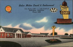 Belco Motor Court & Restaurant Emporia, VA Postcard Postcard Postcard