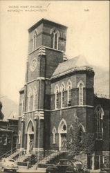 Street View of Sacred Heart Church Postcard