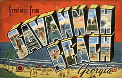 Greetings from Savannah Beach Georgia Postcard