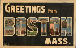 Greetings from Boston Massachusetts Postcard Postcard Postcard