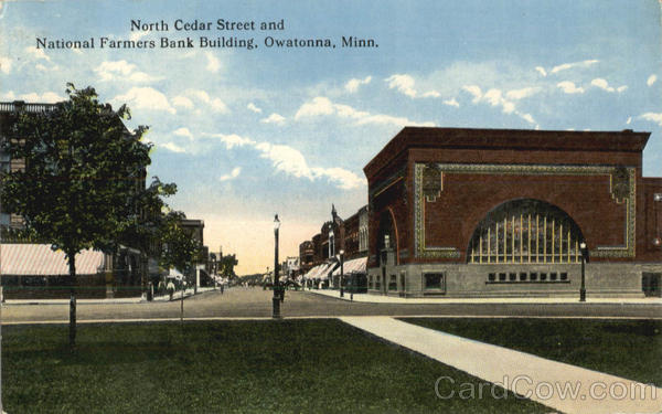 North Cedar Street And National Farmers Bank Building Owatonna Minnesota