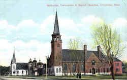 Methodist Universalist & Baptist Churches Postcard
