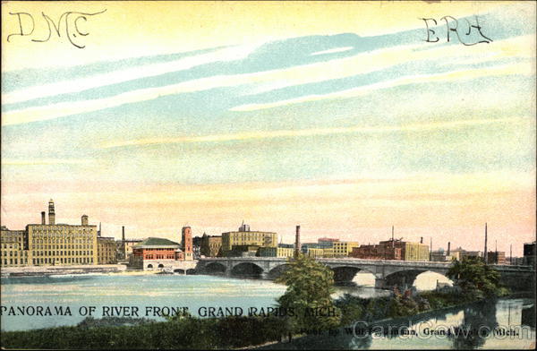 Panorama of River Front Grand Rapids Michigan