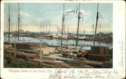 Shipping Scene on the Water San Pedro, CA Postcard Postcard Postcard