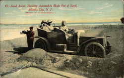 Sand Artist, Showing Automobile Made Out of Sand Postcard