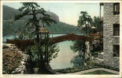 Rustic Bridge and Water View, Lake Mohonk Postcard