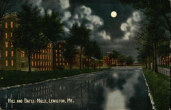 Hill and Bates Mills at Night Lewiston, ME Postcard Postcard Postcard