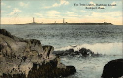 The Twin Lights, Thatchers Island Postcard
