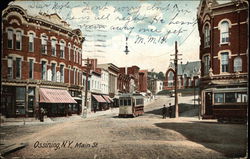 Trolley Scene in Main Street View Postcard