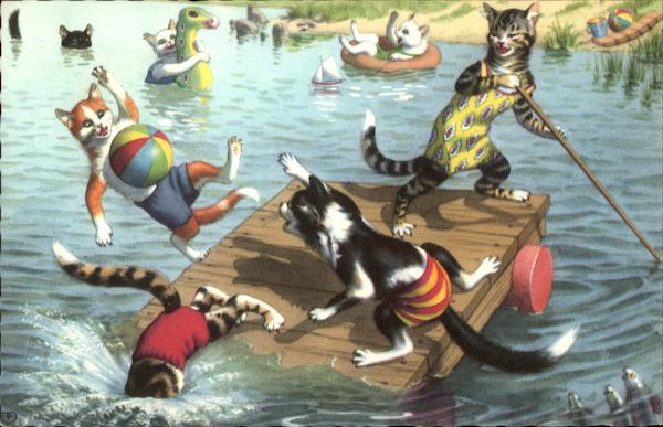 Cats Playing Water Games